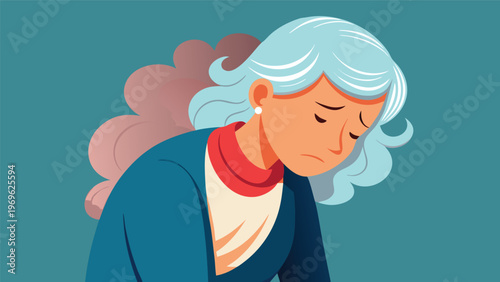 Woman expresses sadness with a frown and downcast eyes in an animated style