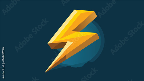 Free Download Bright yellow lightning bolt symbol on a blue background showing energy and power in a simple design - GFXLoad