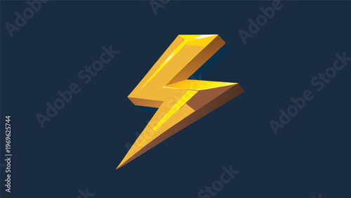 Lightning bolt graphic on a dark background with simple design and bright color