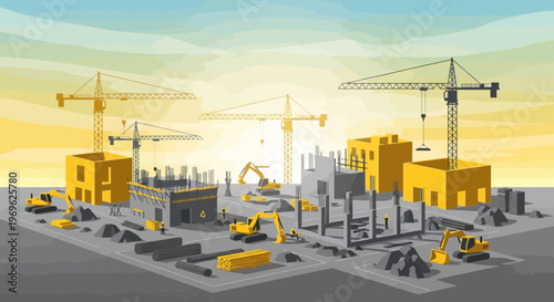 Construction Site with Cranes and Buildings Under Development 3.