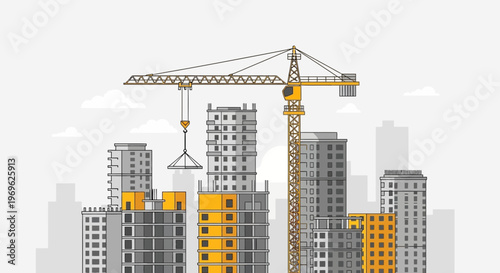 Construction Site with Cranes and Buildings Under Development 8.