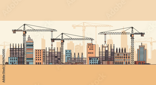 Construction Site With Cranes and Buildings Under Development 16.