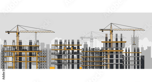 Construction Site with Cranes and Buildings Under Development 15.