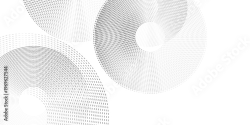 Abstract white glowing geometric lines on gray background. Modern shiny blue circle lines pattern. Futuristic technology concept.