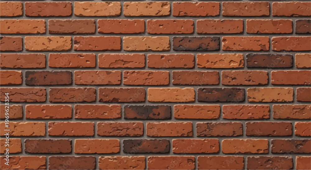 Obraz premium Brick wall background. Realistic brick wall vector illustration with detailed texture. Seamless brick wall.