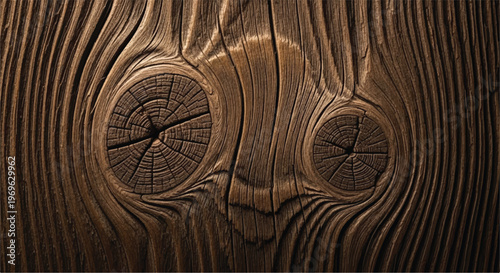 Weathered wood texture with knots and grain pattern on rustic wooden background. Wood texture with natural pattern.