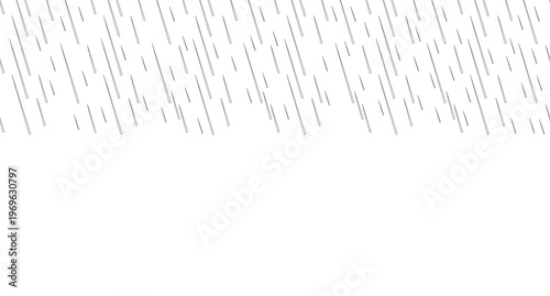 Rainfall black and white top border. Rain. Rainy weather. Seamless upper frame with line art pattern. Flat 2D graphic with falling composition. Copy space overlay repeat. Horizontal header divider