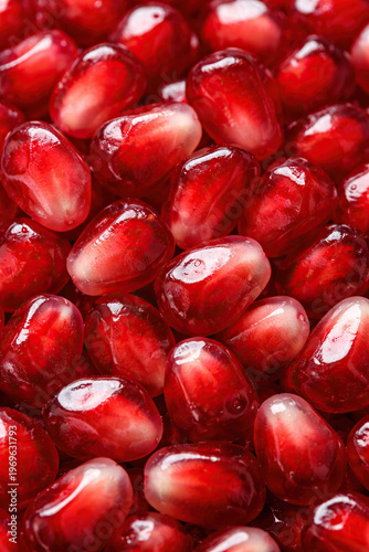 Close-up of Fresh Red Pomegranate Arils