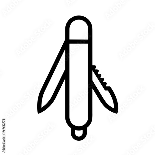 Minimalist pocket knife multifunction tool vector icon