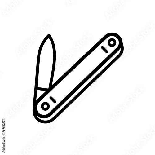 Minimalist pocket knife multifunction tool vector icon