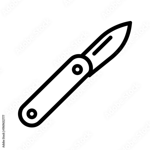 Minimalist pocket knife multifunction tool vector icon