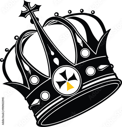 Minimalist illustration of a classic mini cooper in black and yellow