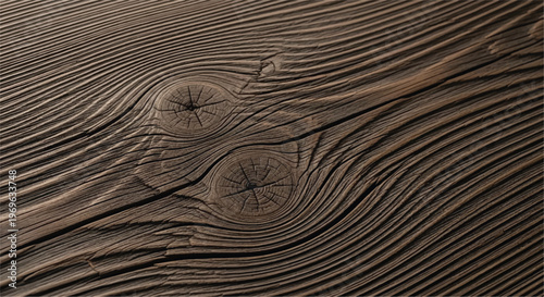 Weathered wood texture with knots and grain pattern on rustic wooden background. Wood texture with natural pattern.