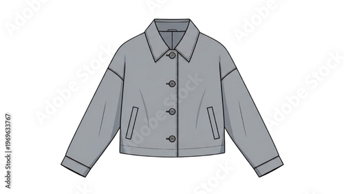 Vector CAD design style illustration of a gray jacket