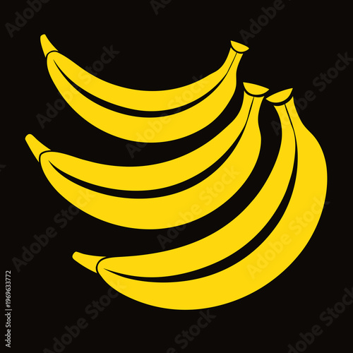 Banana Fruit Vector Illustration, Fresh Tropical Fruit Clipart Set