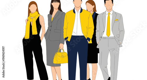 Diverse Group of Professionals in Stylish Business Attire.