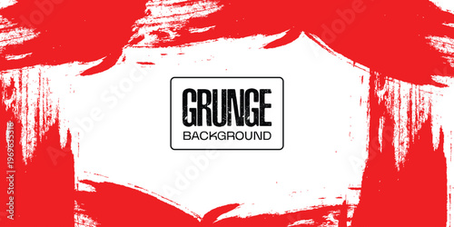Grunge background with red brush strokes and white center