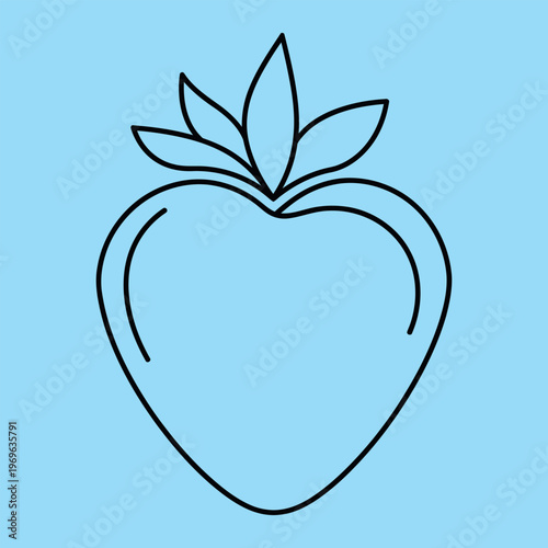 Black line strawberry on light blue background line black lines fruit simple minimal food