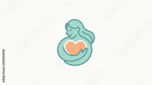 Woman Holding a Heart Logo
