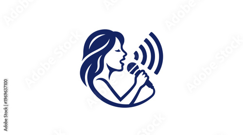 Elegant Logo of a Female Singer Performing