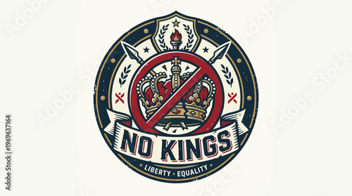 Bold No Kings Emblem in Vintage Style