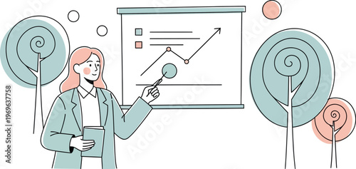 Professional explaining business growth metrics