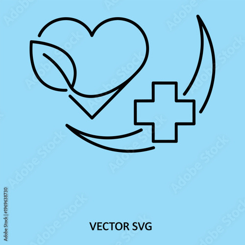Minimal line heart leaf cross medical symbol line minimal