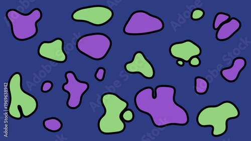 Purple and green abstract shapes.