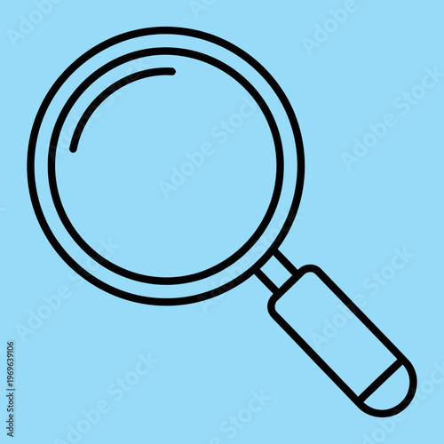 Minimal line magnifying glass on light blue background line minimal black lines simple symbol 1 search