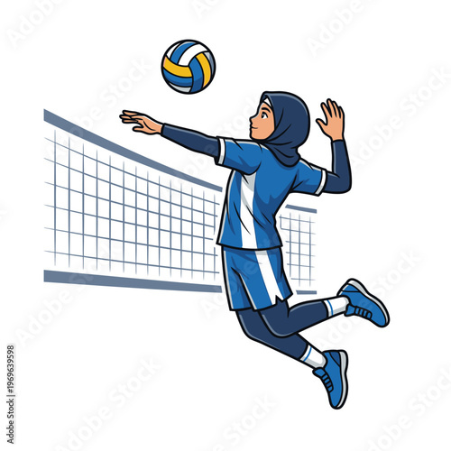 Woman Playing Volleyball in Action