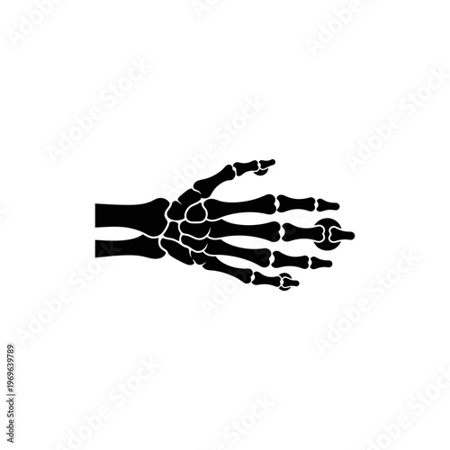 Black and White Illustration of Human Hand Skeleton
