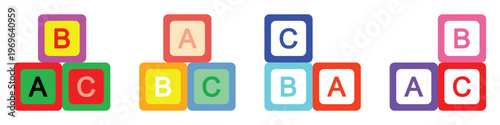 Alphabet ABC toy blocks vector set for kids education and nursery decor