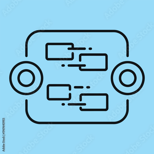 Minimal line of a flowchart or diagram with blue background line flowchart simple black lines