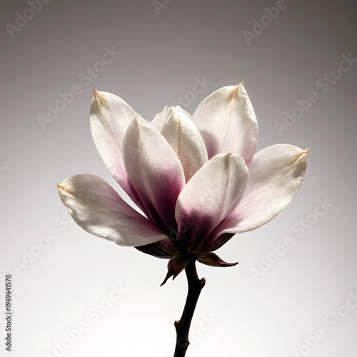 Wallpaper Mural Magnolia flower in bloom with white and purple petals on stem   Torontodigital.ca