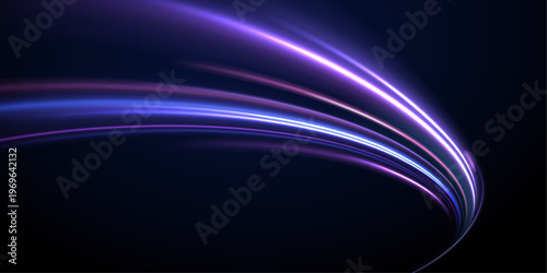 Tableau sur toile Bright lines sweep through a dark abstract space