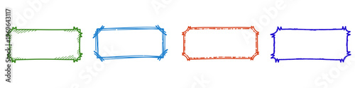 Hand drawn marker frames colorful rectangular text box doodle set