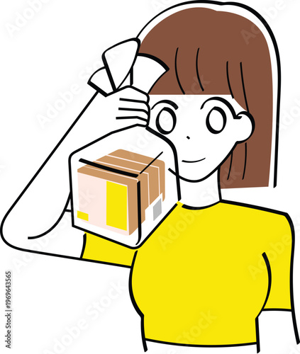 Smiling woman holding a clear bag with small packages