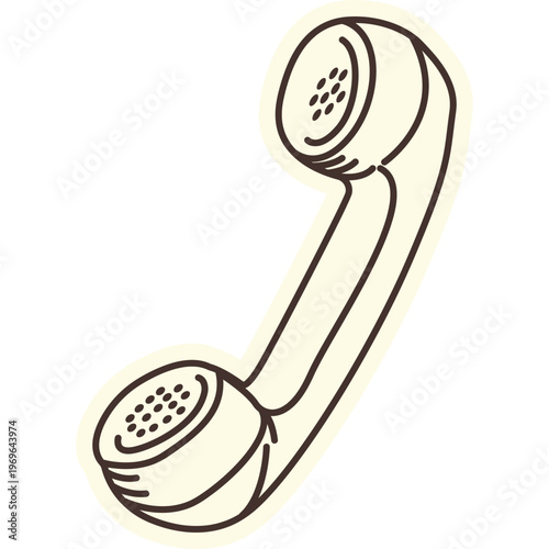 Telephone Handset Line Icon Minimal Outline Communication Illustration