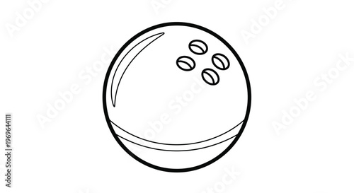 Black and white line drawing of a bowling ball with finger holes