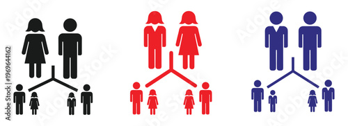 family tree icons, colorful family symbols