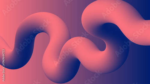 Abstract 3D Fluid Gradient Shapes with Smooth Curves Neon Pink and Blue Modern Liquid Background Design