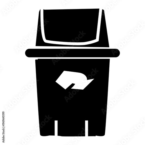 black garbage bin glyph solid style symbol representative environment and recycling