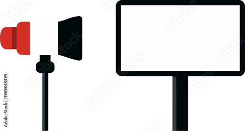 AI Driving System, Megaphone and blank signboard vector illustration for communication and announcement concept with ai driving system