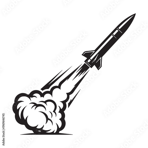 Rocket Launch Illustration Showing a Powerful Spacecraft Lift Off and Ignition.