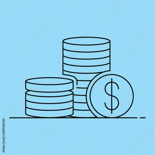 Minimal line of stacked coins with dollar sign line minimal coins currency money