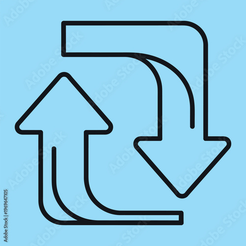 Minimal line of two arrows swapping places line minimal swapping arrows black lines light blue background