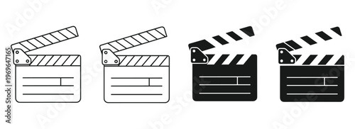 Four film clapboards in different colors vector illustration