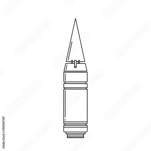 Line drawing of a fountain pen nib with holder and cartridge in a clean vector illustration.