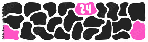 Black and white 24 wavy organic rectangles drawn a bold abstract shapes.