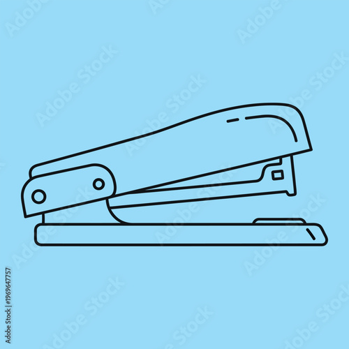 Minimal line stapler on blue background office supplies line minimal blue background black lines simple stationery